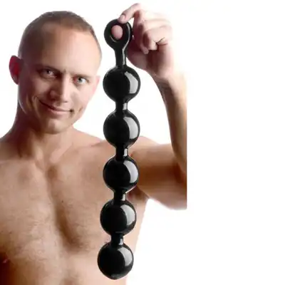 Master Series - Black Baller Anal Beads - imponujące koraliki analne. Zabawka dla zaawansowanych użytkowników eksploracji analnej