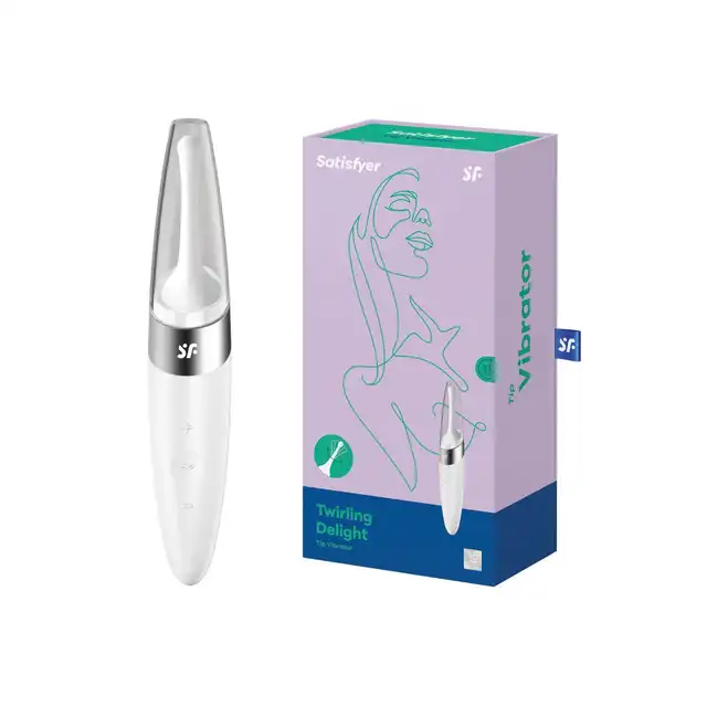 Satisfyer - Twirling Delight White. Wibrator łechtaczkowy do precyzyjnej stymulacji małą ruchomą główką, imponujący swoją mocą i eleganckim designem