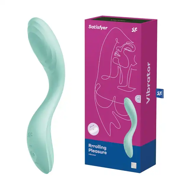 Satisfyer - Rrrolling Explosion Mint. Ergonomicznie wygięty wibrator do precyzyjnej stymulacji punktu G z ruchomą kulką na trzonie