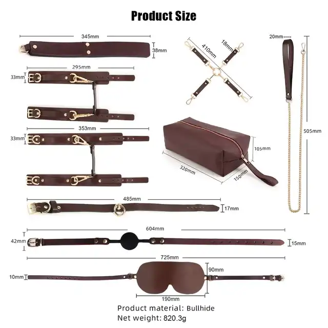 Oproducts - BDSM Fancy 9 Item Kit - Brown - elegancja, styl i przyjemność - zestaw do BDSM w luksusowym wydaniu!