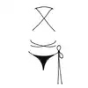 Obsessive - Cordellis Body S/M/L Czarne połyskujące body wetlook z otwartym krokiem, wiązane na elegancki połyskujący sznureczek dla idealnego dopasowania
