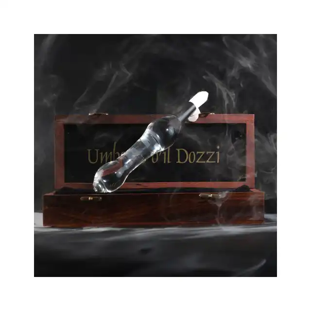 Joyride – Umberto D'il Dozzi. Luksusowe i eleganckie, szklane dildo z pędzelkiem i drewnianą szkatułką. Produkt premium. 