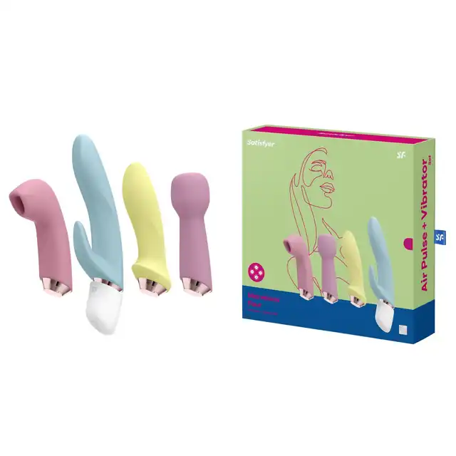 Satisfyer - Marvelous Four Vibrator Set. Zestaw wibratorów z 4 wymiennymi główkami, masaż ciała, symulacja łechtaczki i punktu G lub prostaty! Wszystko w 1 zestawie