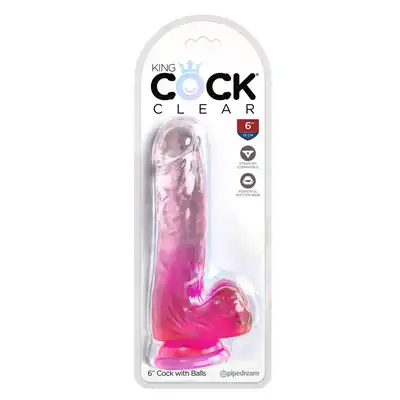 KingCockClear 6 w balls pink