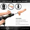 Master Series - Obedience Chair with Sex Machine. Luksusowe krzesło do krępowania z pełną regulacją, ruchoma sex maszyna gwarantująca niezapomniane doznania