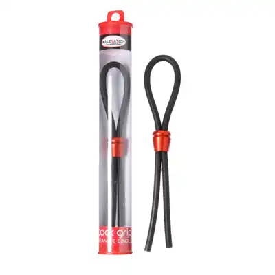 Malesation - Cock Grip Single Red. Regulowany ring na penisa w formie lasso. Czarno-czerwony