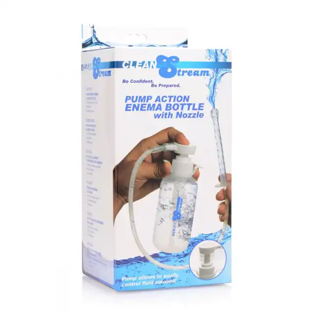 Clean Stream - Pump Action Enema Bottle. Wygodny zestaw do lewatywy z butelką, pompką i końcówką 