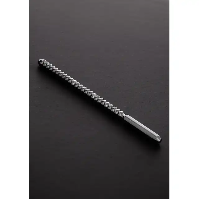 Shots Steel - Dipstick Ribbed 1,2 cm średnicy. Dilator ze stali nierdzewnej o intensywnie teksturowanej powierzchni
