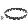 Sex &amp; Mischief - Heart Day Collar. Czarna obroża na szyję z serduszkami, choker z miękkiej sztucznej skóry z kluczykiem w kształcie serduszka