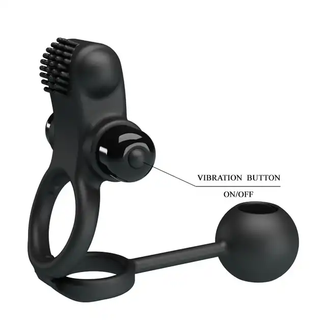 Pretty Love - Vibration Penis Sleeve IV. Wibrujący ring na penisa ze stymulatorem łechtaczki i wiszącym ciężarkiem