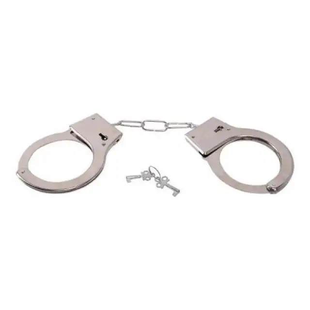 Bestseller - Slave me Handcuffs. Metalowe kajdanki na ręce imitujące policyjne. Doznaj pełni zniewolenia. 