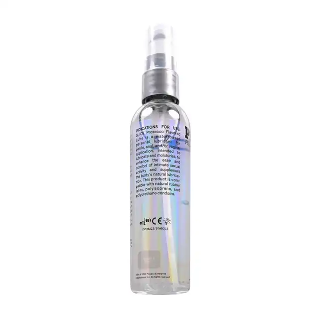 Playboy - Slick Prosecco Lubricant 120 ml. Lubrykant na bazie wody o wyjątkowym smaku Prosecco. Odkryj nowy wymiar komfortu i przyjemności. 