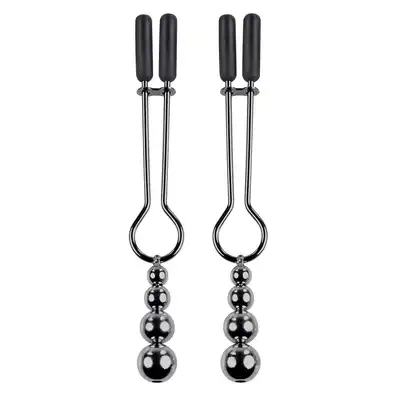 SELOPA BEADED NIPPLE CLAMPS BLACK CHROME