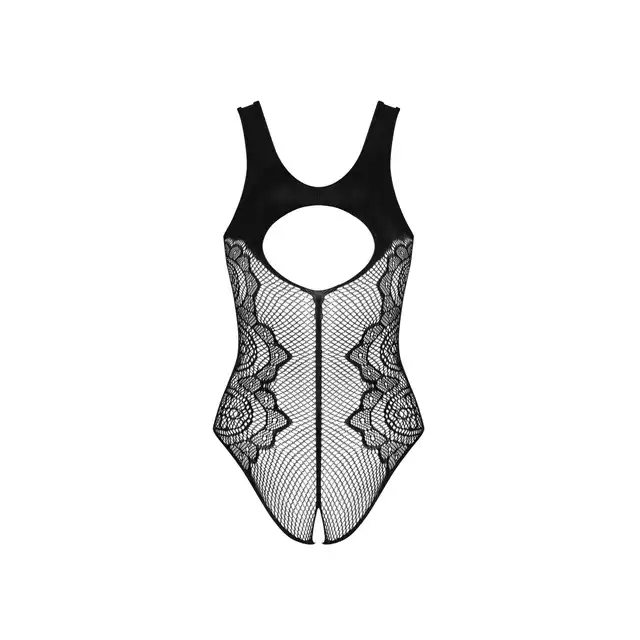 Obsessive - B335 body otwarte S/M/L. Siateczkowe, prześwitujące body z otwartym krokiem w formie seksownego bodystockingu
