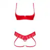 Obsessive - Ingridia Crotchless Set XS/S. Odważny komplet czerwonej bielizny z otwartym krokiem i miseczkami doskonale podkreśla sylwetkę