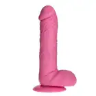 Toyz4Lovers - Lucio Fuchsia Dildo - różowe dildo z mocno zarysowaną główką i jądrami. Przyssawka