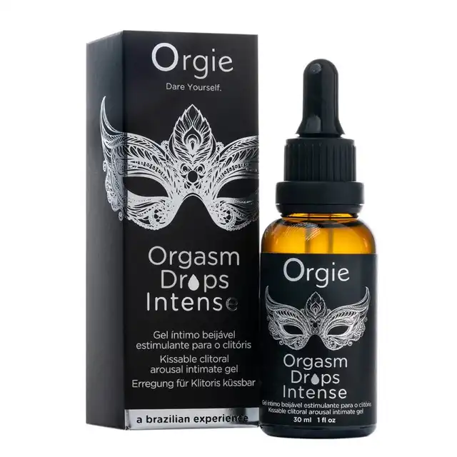 Orgie - Orgasm Drops Intense 30ml. Intymny żel stymulujący w formie kropelek, intensywne pobudzenie łechtaczki z rozgrzewającym efektem i smakiem czerwonego jabłka