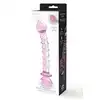 Glaze Glass - Rosebud Spiral G-spot Dildo. Teksturowane  spiralnie różowe szklane dildo do stymulacji punktu G ozdobione szklaną różyczką