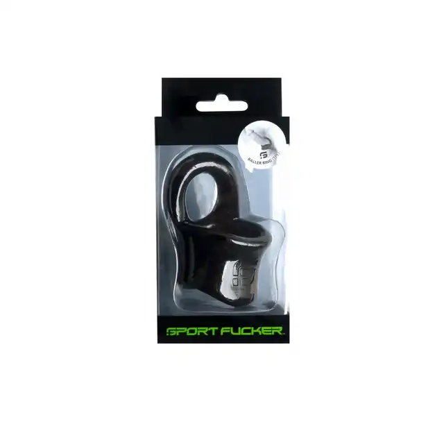 Sport Fucker - TPE Baller Ring Black - ring erekcyjny rozciągający jądra