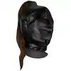 Ouch! - Mask with Brown Pony Tail - maska na twarz z brązowymi włosami w kształcie końskiego ogona