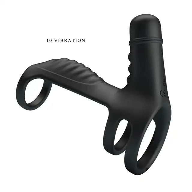 Pretty Love - Vibrating Penis Sling. Wibrująca nakładka na penisa ze stymulatorem łechtaczki z wypustkami, wzmacnia i przedłuża erekcję dodatkowo stymulując partnerkę