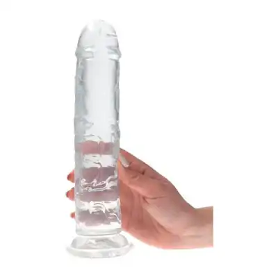 Real Rapture  - Dildo Clear Emotion Medium - realistyczne, duże dildo z przyssawką. Przezroczyste