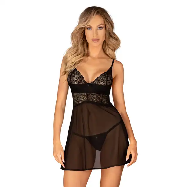 Obsessive - Chemeris Babydoll M/L. Zwiewna i romantyczna koszulka o finezyjnym zdobieniu na biuście, przyciąga spojrzenia