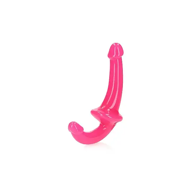 RealRock - Strapless Strap-On Neon Pink. Różowy strapon bezuprzężowy o realistycznej żołędzi, do jednoczesnej stymulacji obojgu partnerów