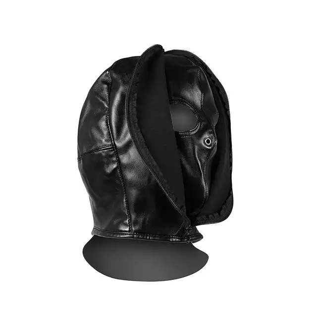 Ouch! - Zip-up Bondage Mask Black - podwójna maska! Rozepnij zamek i zobacz oczy partnera