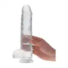 Real Rapture - Dildo Emotion Small - realistyczne dildo z przyssawką i jądrami. Przezroczyste