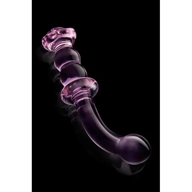 Glaze Glass - Rosebud G-Spot. Efektowne szklane dildo do stymulacji punktu G. Z elegancką szklaną różyczką 