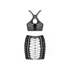 Obsessive - K102 top i spódnica S/M/L. Seksowny i zjawiskowy czarny komplet bodystockingowy. 