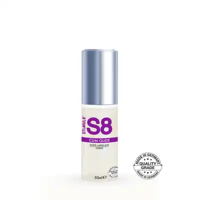 S8 - Hybrid Cum Glide 50ml. Hybrydowy lubrykant na bazie silikonu i wody imitujący spermę. Pikantny dodatek do wspólnych igraszek