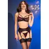 Chilirose - 4693 M Red/Black. Seksowny komplet damskiej bielizny erotycznej z haftem czerwonych kwiatów, genialny prezent na Walentynki