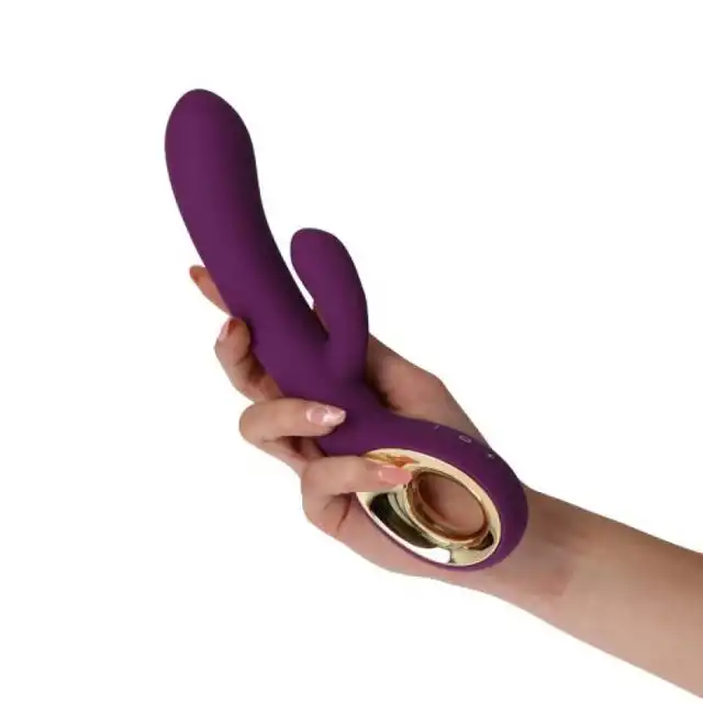 Toyz4Lovers - Rabbit Twin Touch Purple - elegancki wibrator z króliczkiem z wygodnym uchwytem. Fioletowy