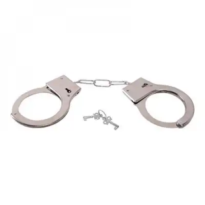 Bestseller - Slave me Handcuffs. Metalowe kajdanki na ręce imitujące policyjne. Doznaj pełni zniewolenia. 