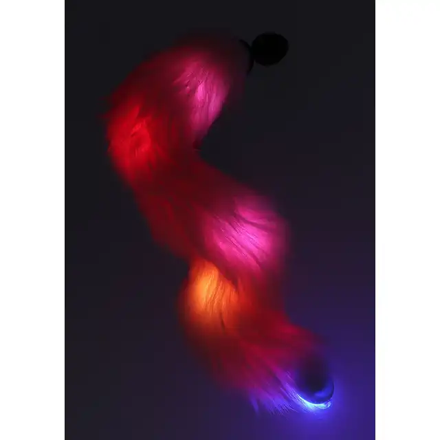Taboom - Unicorn Tail Buttplug LED. Zjawiskowy korek analny z lisia kitą, ogon zdobiony barwnymi diodami LED, fascynujące doświadczenie analne