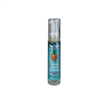 5th Paradise - Strong Liquid Vibration Strawberry 10 ml. Intensywny wibrator w płynie o aromacie i smaku truskawki, wzbogacony unikatową formułą opartą na aktywnych substancjach roślinnych z lasu amazońskiego