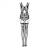 Obsessive - F239 Bodystocking S/M/L. Wyjątkowy bodystocking o kroju body z otwartym krokiem w połączeniu z pończochami, romantyczny kwiatowy wzór