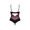 Obsessive - Rosenty body otwarte M/L. Eleganckie damskie body z różową koronką i prześwitującymi wstawkami