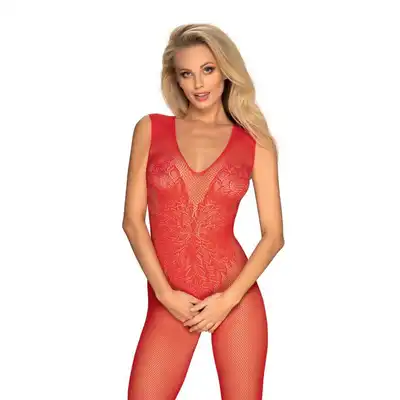 Obsessive - N112 bodystocking Red XL/XXL. Drapieżny, czerwony bodystocking z motywem skrzydeł, przygotuj się na eksplozję miłości i zabawę pełną pikantnych chwil