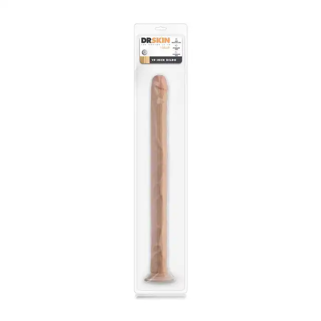 Dr. Skin - 19 Inch Dildo Beige 48 cm. Długie, realistyczne dildo z przyssawką. Kompatybilne z uprzężą strapon. Głębokie doznania!