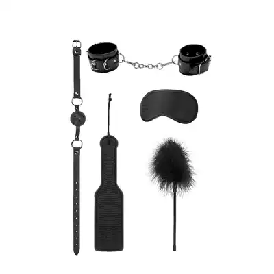 Ouch! - Introductory Bondage Kit #4. Czarny, 5 częściowy, elegancki zestaw do BDSM. Przenieście się w świat dominacji i uległości