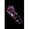 Glaze Glass - Rosebud Beaded Plug 14 cm. Różowy, szklany korek analny ze żłobieniami i elegancką różyczką. Jakość premium. 
