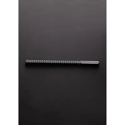 Shots Steel - Dipstick Ribbed 1,2 cm średnicy. Dilator ze stali nierdzewnej o intensywnie teksturowanej powierzchni