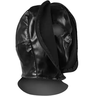 Ouch! - Zip-up Bondage Mask Black - podwójna maska! Rozepnij zamek i zobacz oczy partnera