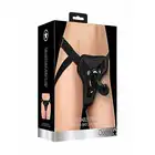 OUCH! - Adjustable 5'' Strap-on Set Black. Silikonowe dildo do stymulacji punktu G i prostaty z regulowana uprzężą strapon