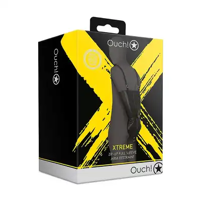 Ouch! - Zip-up Full Sleve Arm Restraint Black - rękaw na ręce do unieruchomienia. Czarne kajdanki do BDSM!