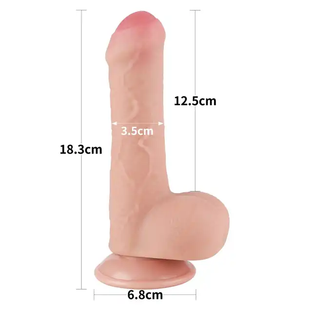 LoveToy - Sliding Skin Dual Layer Dong 7`. Elastyczne dildo o realistycznym designie z technologią podwójnej gęstości i mocną przyssawką