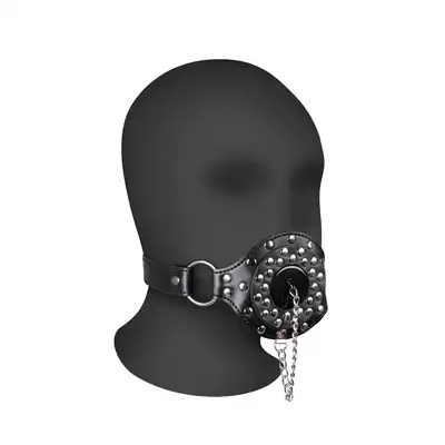 Ouch! - Open Mouth Gag with Plug Stopper Black - knebel na usta z zatyczką. Przejmij władzę!